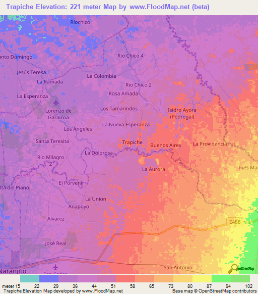 Trapiche,Ecuador Elevation Map
