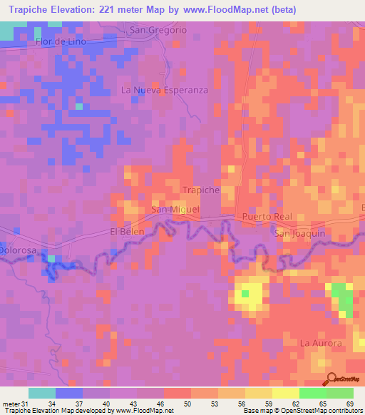 Trapiche,Ecuador Elevation Map