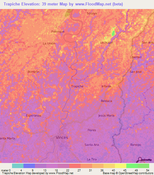 Trapiche,Ecuador Elevation Map