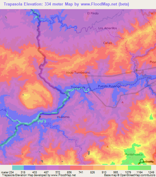 Trapasola,Ecuador Elevation Map