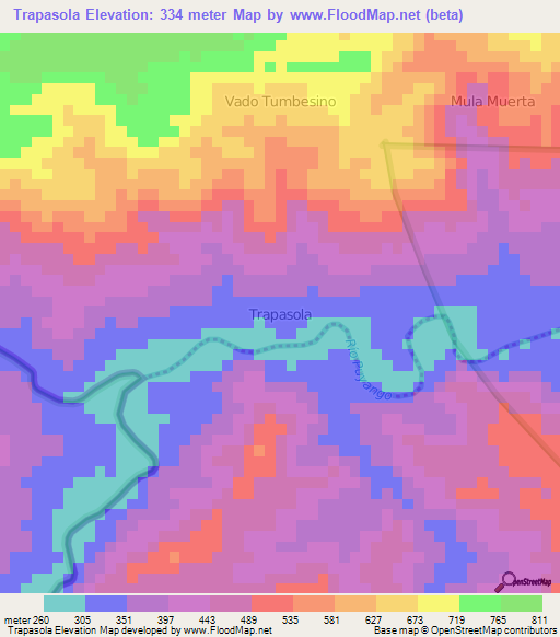 Trapasola,Ecuador Elevation Map