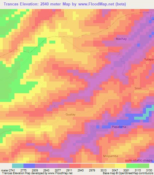 Trancas,Ecuador Elevation Map