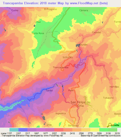 Trancapamba,Ecuador Elevation Map