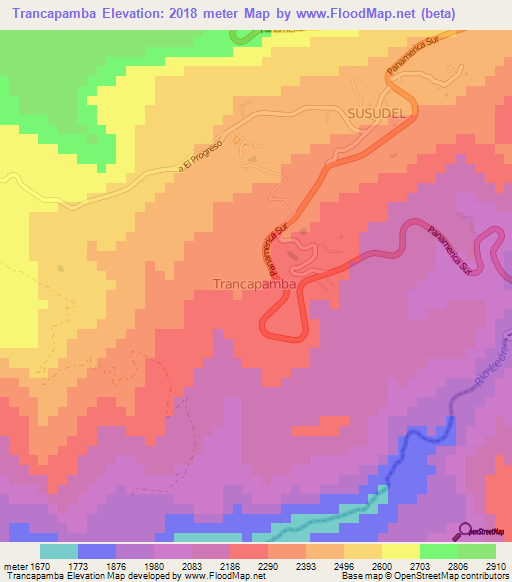 Trancapamba,Ecuador Elevation Map