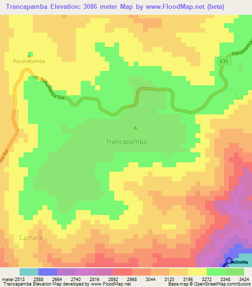 Trancapamba,Ecuador Elevation Map