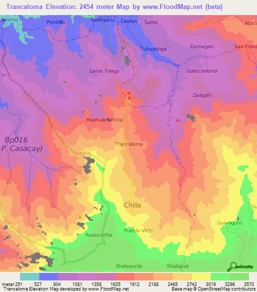 Trancaloma,Ecuador Elevation Map