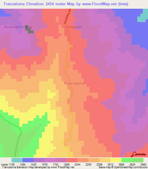 Trancaloma,Ecuador Elevation Map