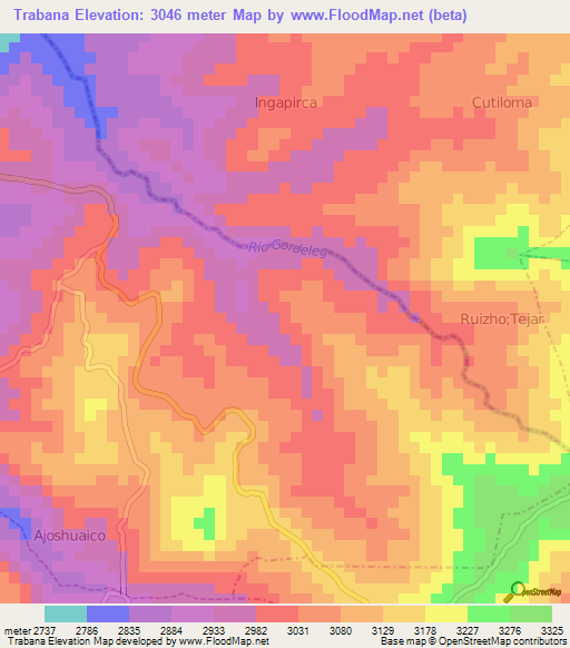 Trabana,Ecuador Elevation Map