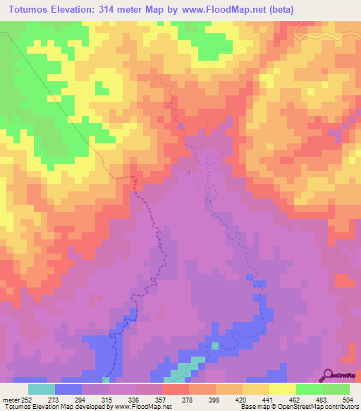 Totumos,Ecuador Elevation Map