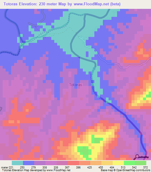 Totoras,Ecuador Elevation Map