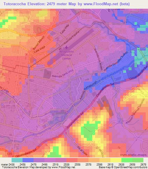 Totoracocha,Ecuador Elevation Map