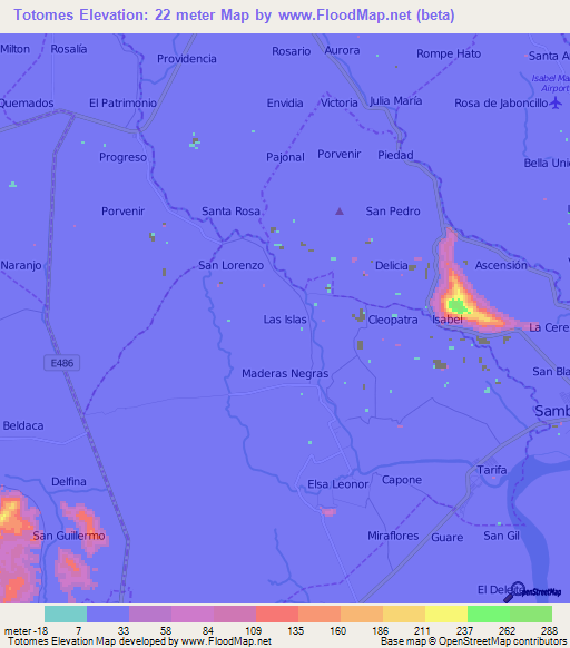 Totomes,Ecuador Elevation Map