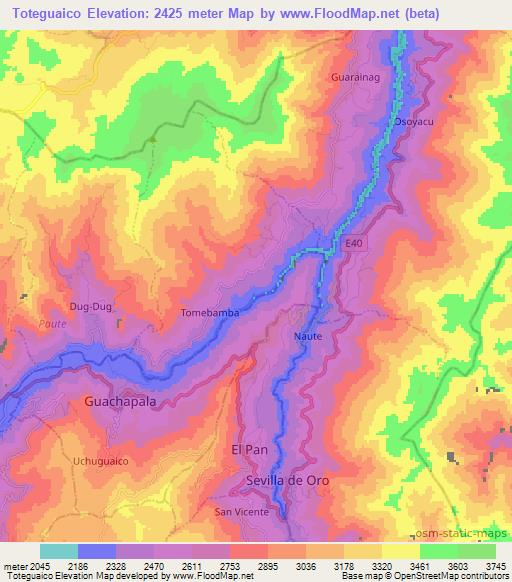 Toteguaico,Ecuador Elevation Map