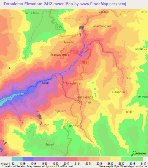 Tornaloma,Ecuador Elevation Map