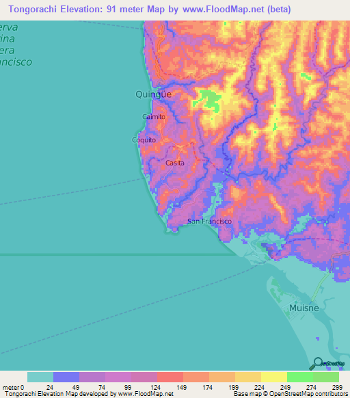 Tongorachi,Ecuador Elevation Map