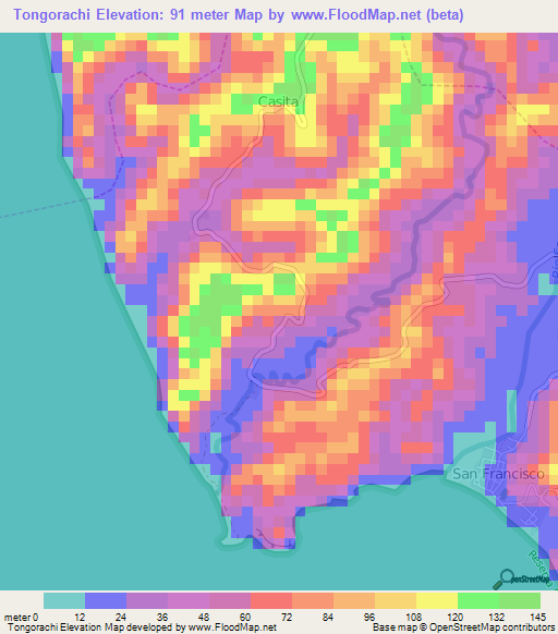 Tongorachi,Ecuador Elevation Map