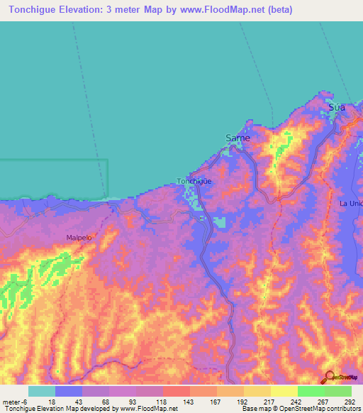 Tonchigue,Ecuador Elevation Map