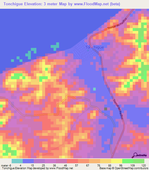 Tonchigue,Ecuador Elevation Map