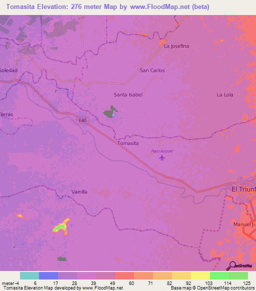 Tomasita,Ecuador Elevation Map