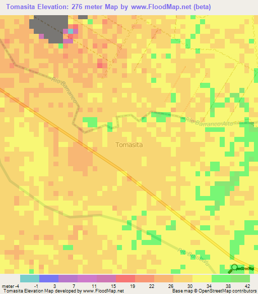 Tomasita,Ecuador Elevation Map