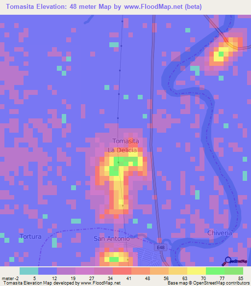 Tomasita,Ecuador Elevation Map