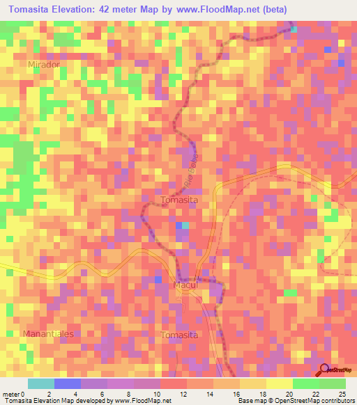 Tomasita,Ecuador Elevation Map