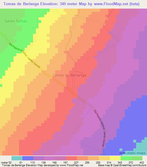 Tomas de Berlanga,Ecuador Elevation Map