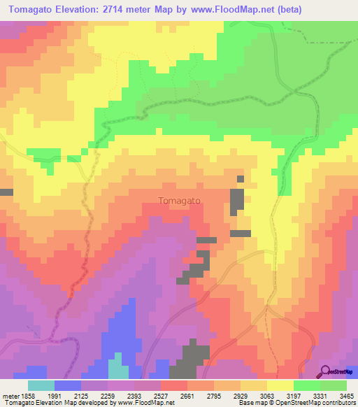 Tomagato,Ecuador Elevation Map