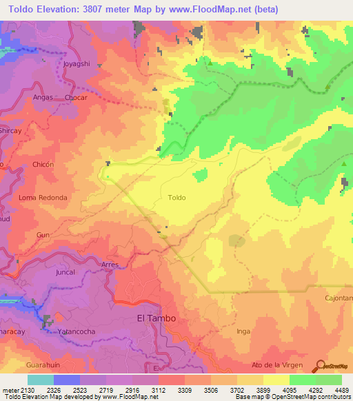 Toldo,Ecuador Elevation Map