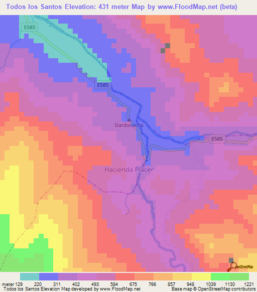 Todos los Santos,Ecuador Elevation Map