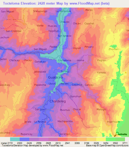 Tocteloma,Ecuador Elevation Map