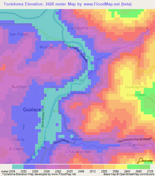 Tocteloma,Ecuador Elevation Map