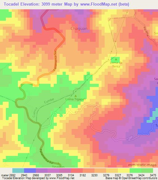 Tocadel,Ecuador Elevation Map