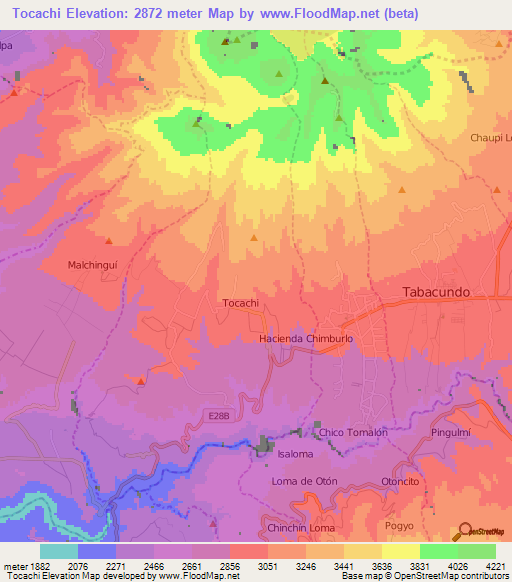 Tocachi,Ecuador Elevation Map