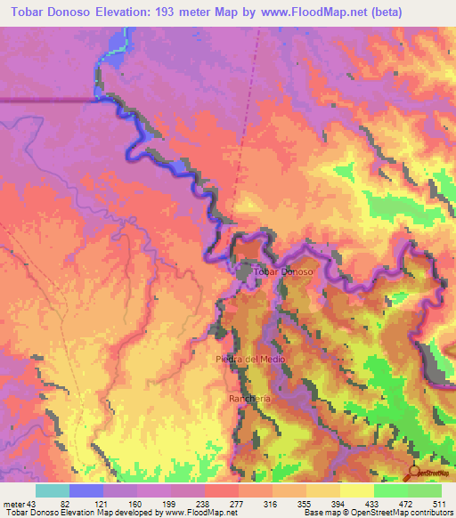 Tobar Donoso,Ecuador Elevation Map