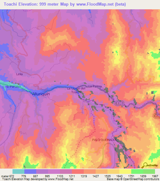 Toachi,Ecuador Elevation Map