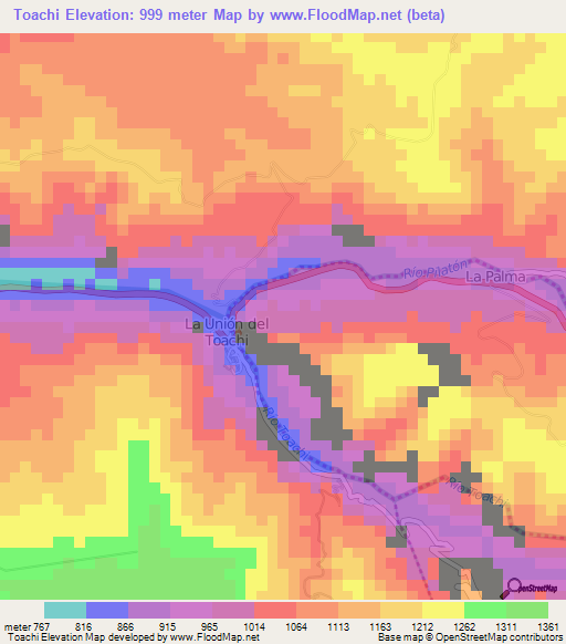 Toachi,Ecuador Elevation Map