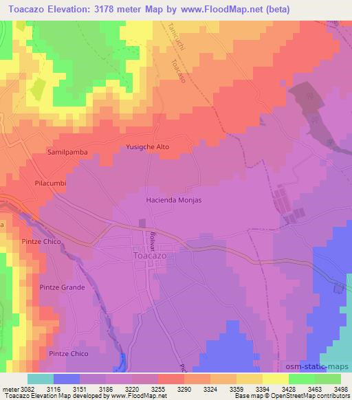 Toacazo,Ecuador Elevation Map