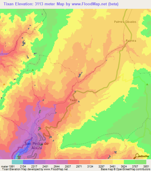 Tixan,Ecuador Elevation Map