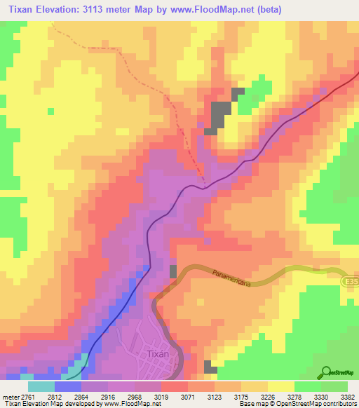 Tixan,Ecuador Elevation Map