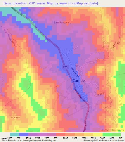 Tispa,Ecuador Elevation Map