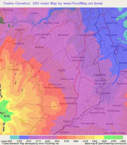 Tisaleo,Ecuador Elevation Map