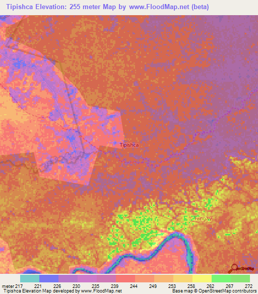 Tipishca,Ecuador Elevation Map