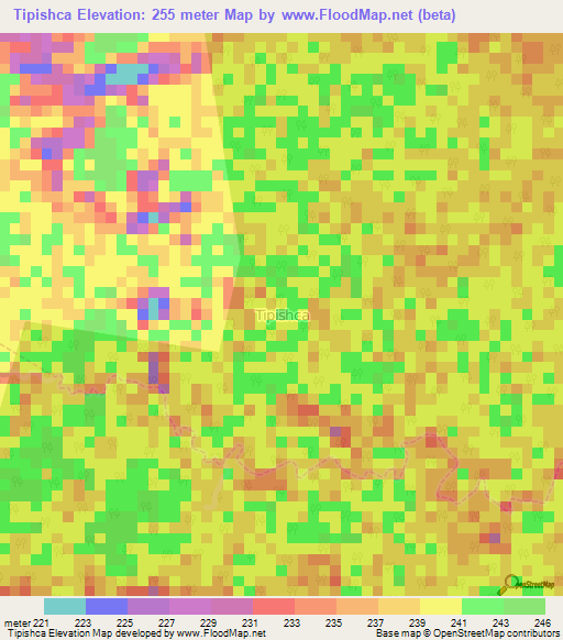 Tipishca,Ecuador Elevation Map