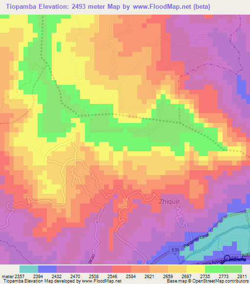 Tiopamba,Ecuador Elevation Map