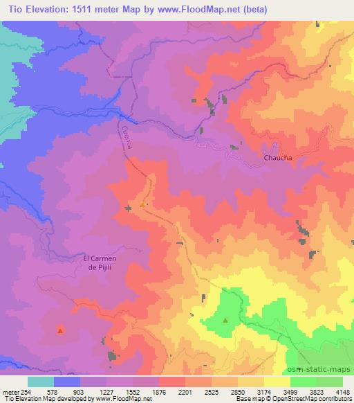 Tio,Ecuador Elevation Map