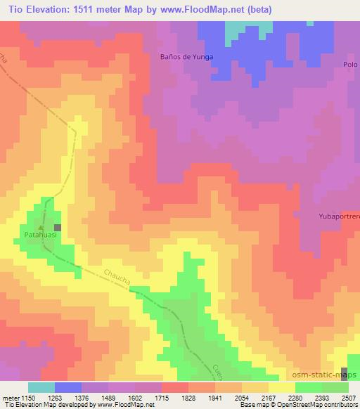 Tio,Ecuador Elevation Map