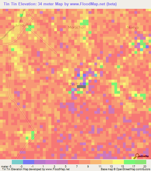 Tin Tin,Ecuador Elevation Map