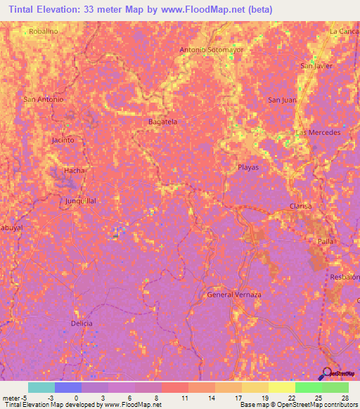 Tintal,Ecuador Elevation Map