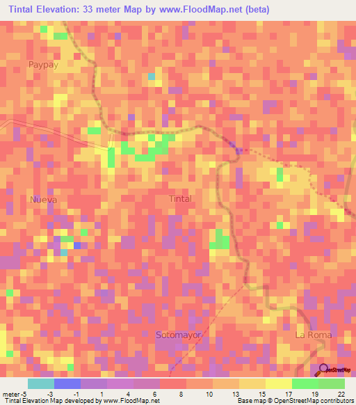 Tintal,Ecuador Elevation Map